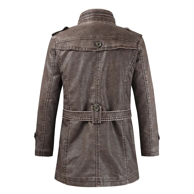 Vintage Premium Leather Long Coat