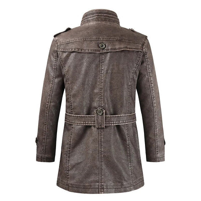 Vintage Premium Leather Long Coat