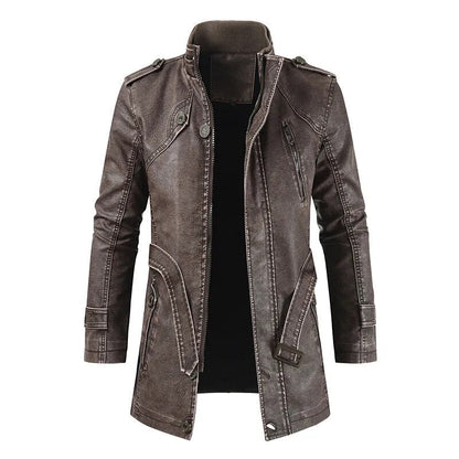 Vintage Premium Leather Long Coat